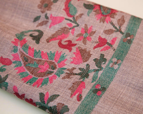 CASHMERE WITH KANI BORDER - TAUPE WITH PINK AND GREEN WEAVE - makersweave.com